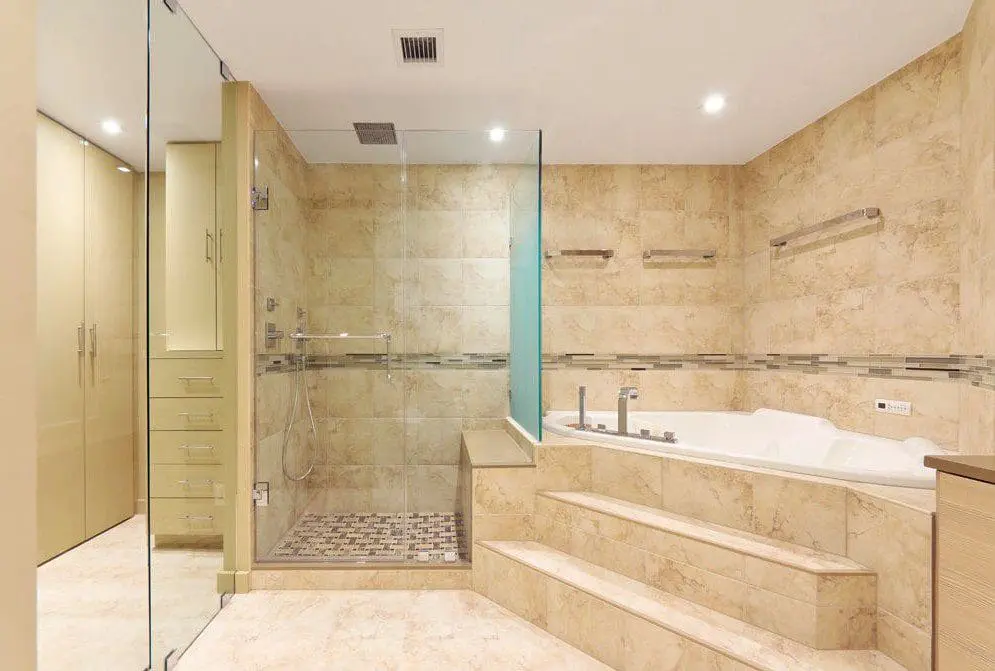 Schluter stone tile bathroom